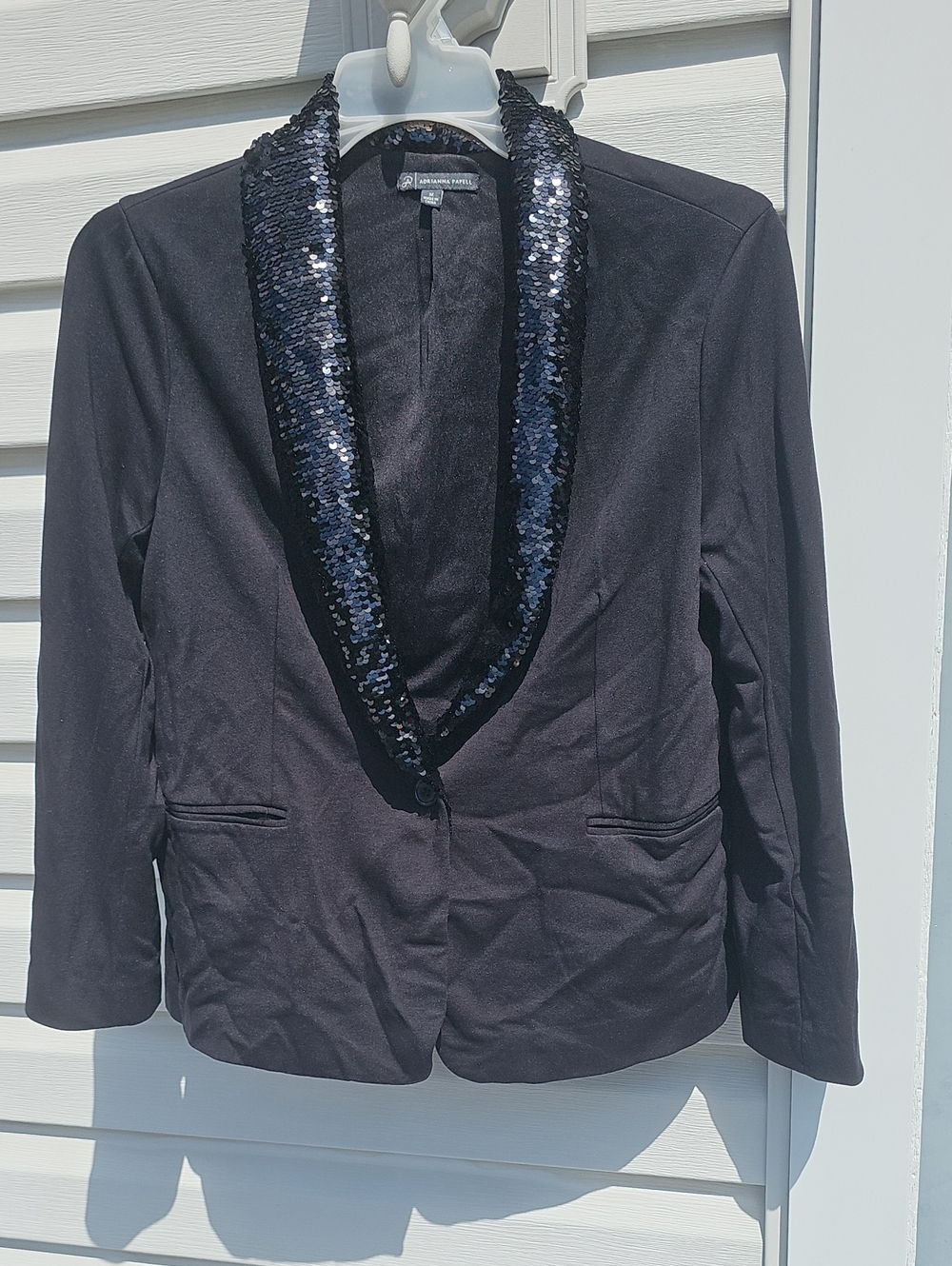 Adrianna Papell Black Blazer with Sequin Shawl Collar
